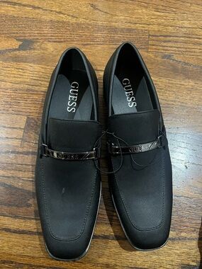 Guess Mens Black Dress Loafers Slip On Bit Strap Shoes Size 7.5M  NWOT